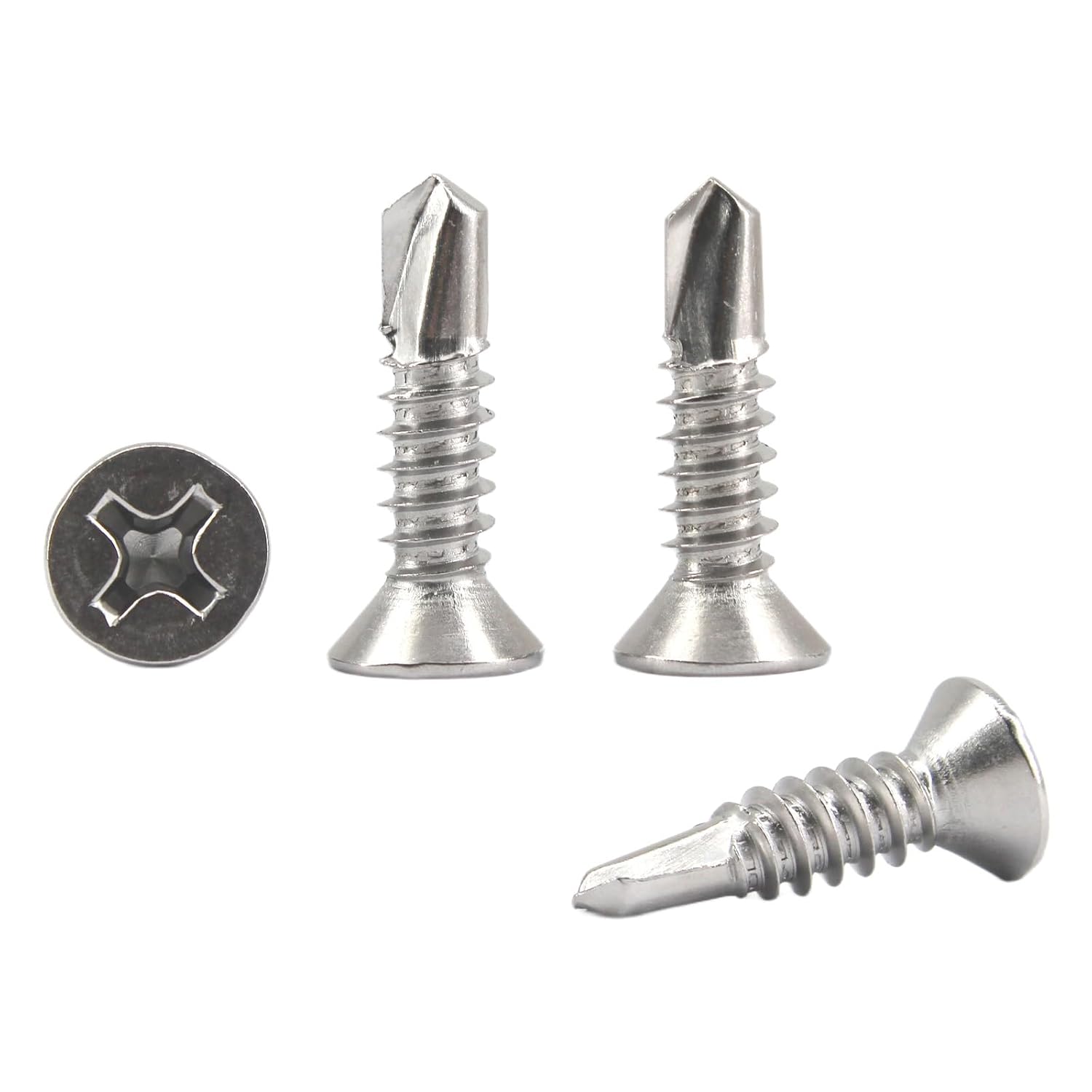 Packung Mit 200 Selbstbohrenden Flachkopf-phillips-schrauben M4,2 X 25 Mm Aus Edelstahl 304