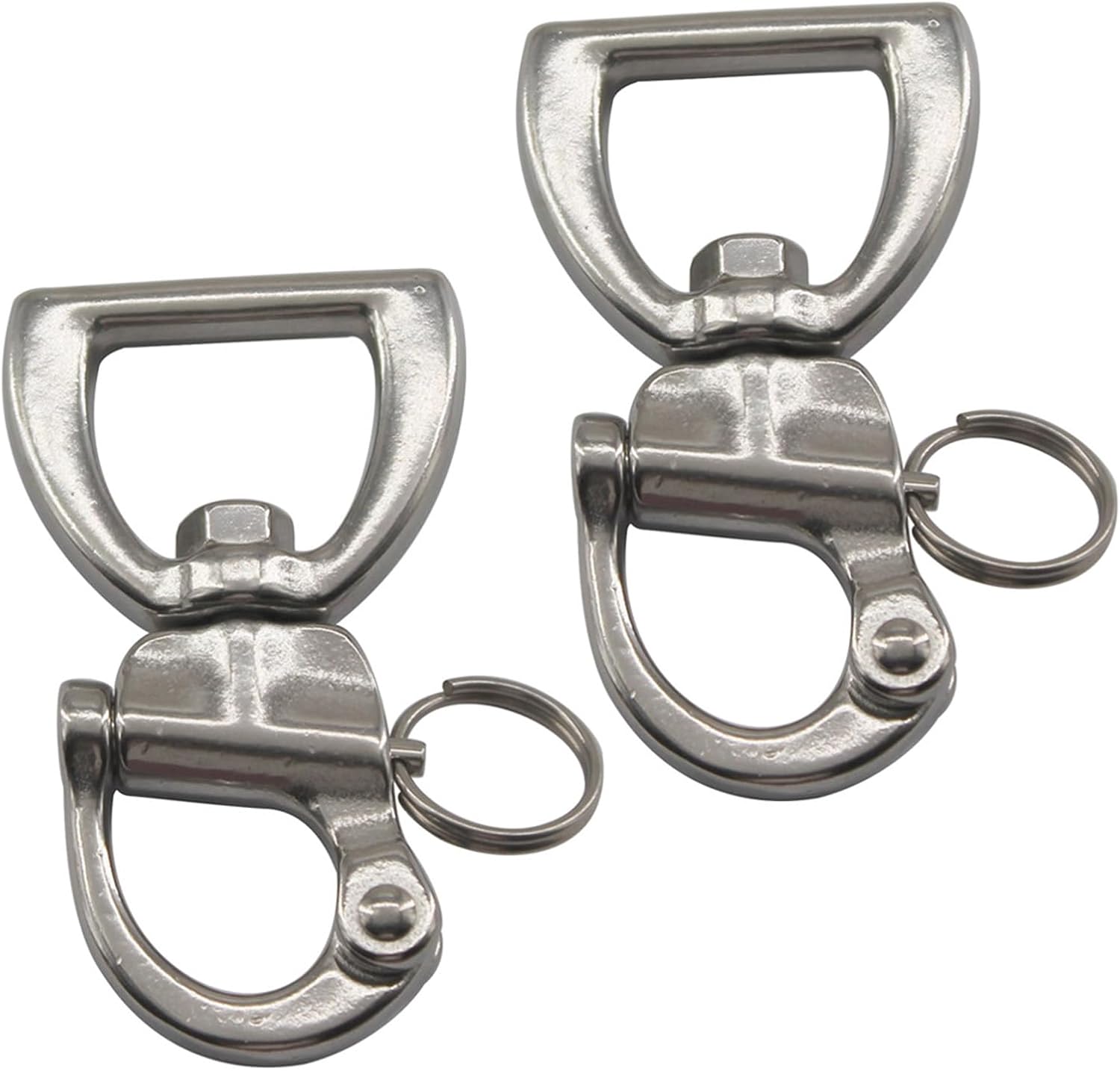 Set Mit 2 Schnellverschluss-drehkarabinerhaken Aus Edelstahl 304 Für Segeln, Yachting Und Gurtbänder, 77 Mm