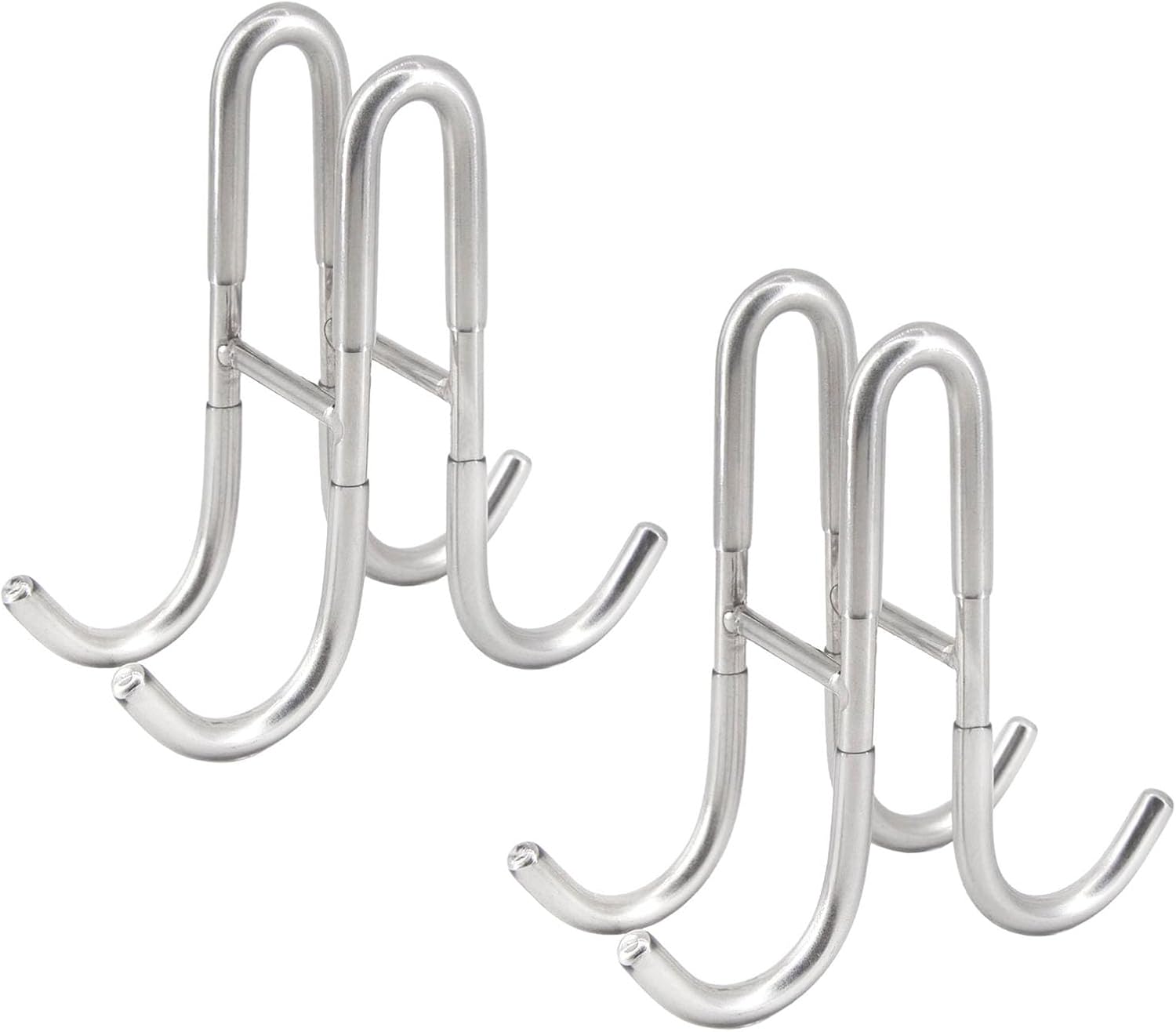 Set Mit 2 Doppelseitigen Haken Aus Edelstahl 304 Für Duschglastüren Mit Schützender Gummibeschichtung, Silberfarben