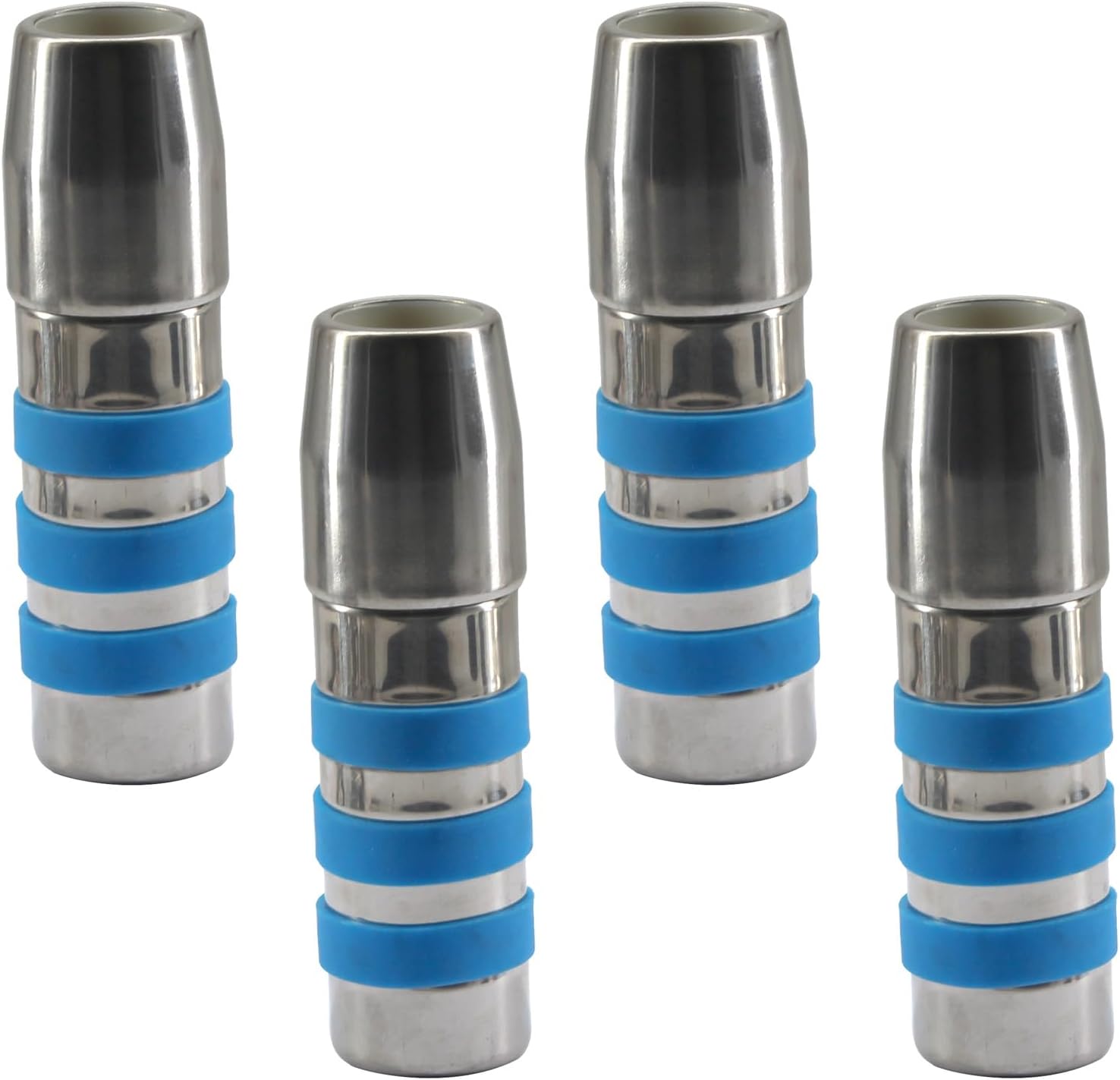 Set Mit 4 Edelstahl-schlauchverschraubungen Mit Rutschfestem Silikon, 22 Mm Und 25 Mm