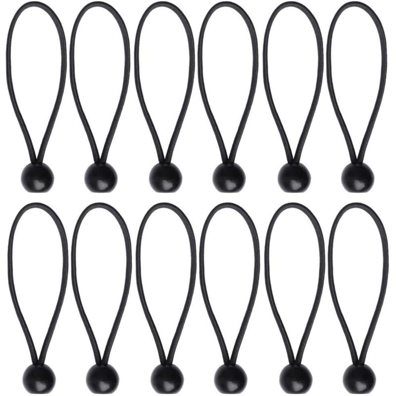 12 Stück Schwarze Planen-bungee-kugeln, Planen-bungee-seil Für Banner, Planen, Pavillons, Zelte, Zelthaken, Planenhalter, Fahnenmasten