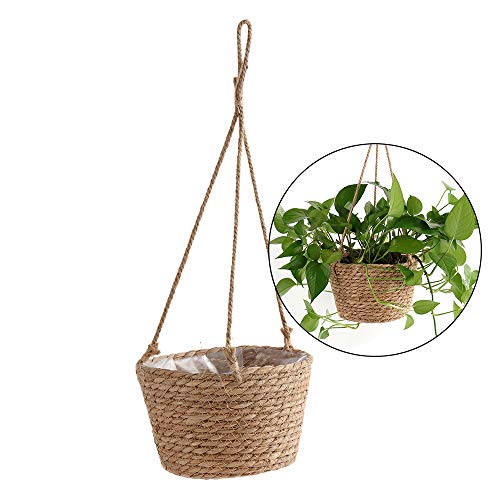 Sangda Hängeblumentopf Aus Juteseil – Faltbarer Makramee-korb Aus Seegras – Für Sukkulenten, Dekoration Für Drinnen Und Draußen