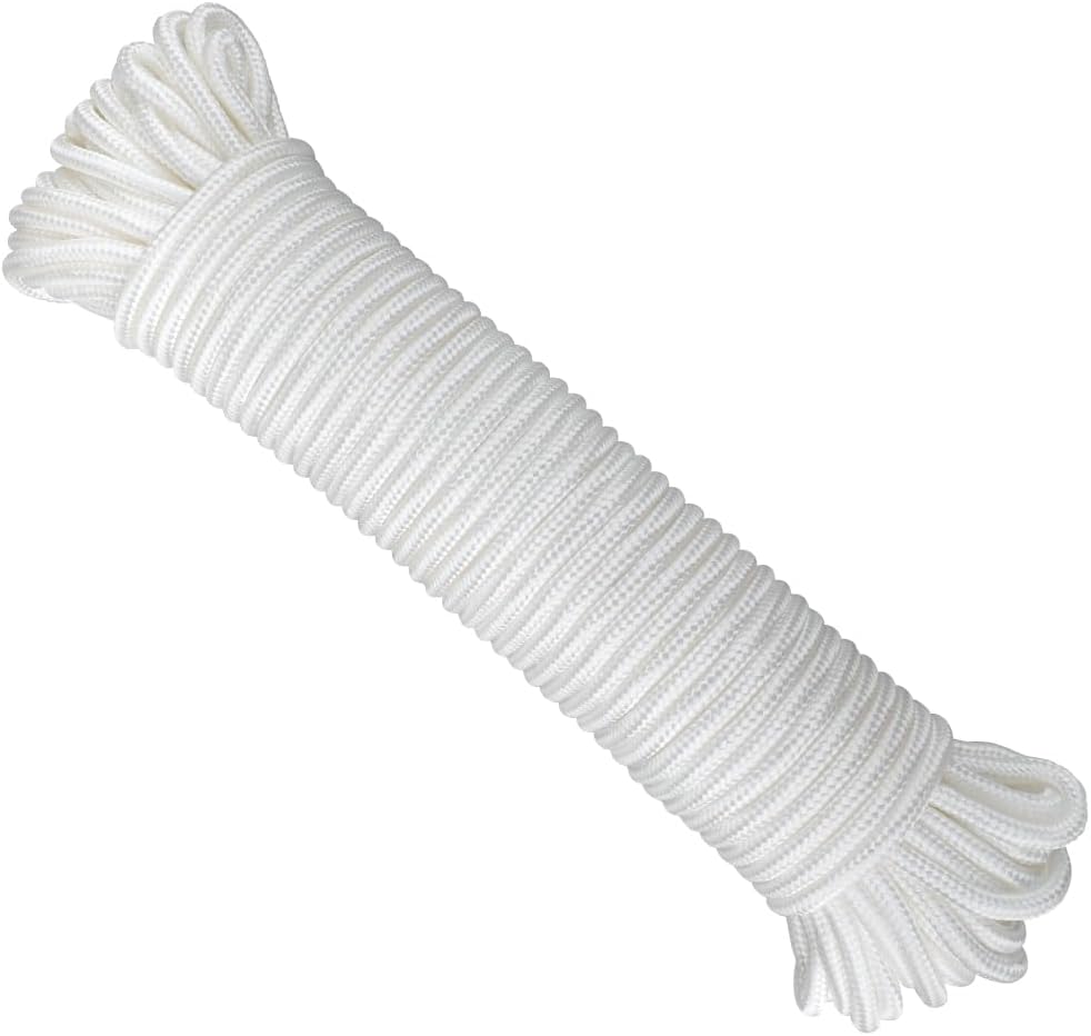 6 Mm Weißes Paracord, 30 M Dickes Nylonseil, Schlauchbootseil, Wäscheleine, Markisenseil Zum Befestigen Von Garten, Bastelprojekten Und Camping