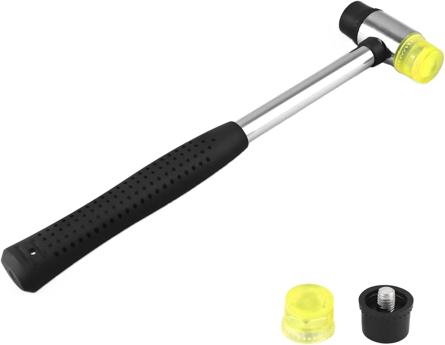 Gummihammer, 25-mm-hammer, Doppelkopfhammer, Weichhammer Mit 2 Ersatzhammerköpfen Und Rutschfestem Gummigriff Für Die Lederverarbeitung