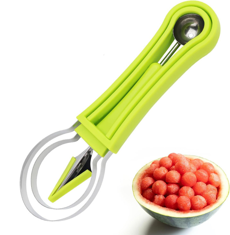 3-in-1-obstschneider, Diy-wassermelonenschneider, Edelstahl, Kugelschneider, Fruchtschneider, Melonenschneider
