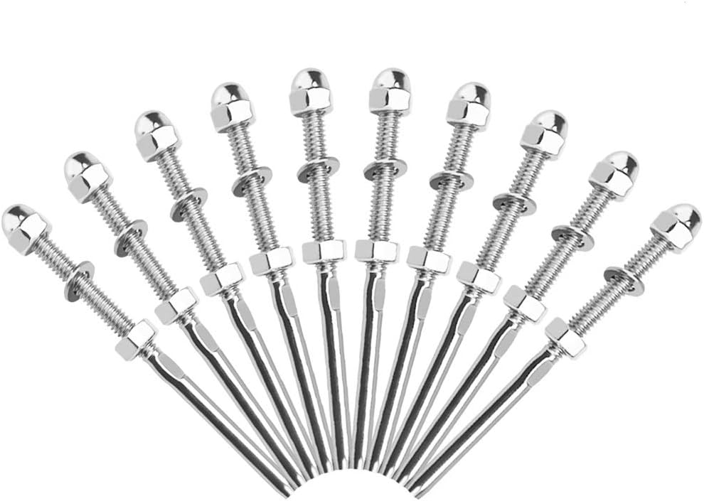 10 Stück Gewindekabel-spannschlösser, Edelstahl-kabelverteiler, Geländerkabelspanner, Edelstahl-geländekabel-metallverbinder Mit Dichtmutter Für Rigging-systeme, Geländer 1/8