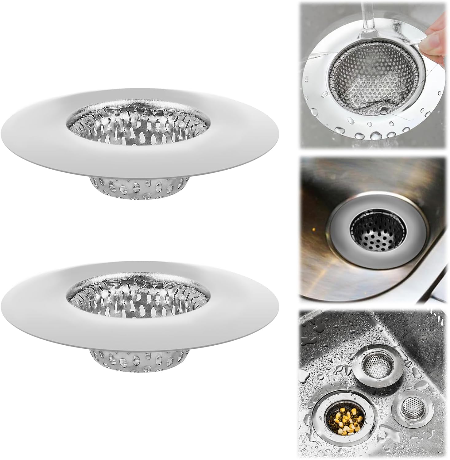 Set Mit 2 Waschbeckenfiltern – Haarfänger Aus Edelstahl Für Duschwannenabflüsse, Badewannen Und Waschbecken, 5,5 Cm