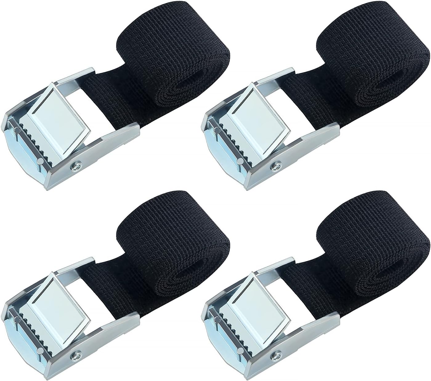 4-teiliges Spanngurt-set Mit Verstellbarem Ratschenverschluss, Geeignet Für Motorrad, Auto, Anhänger, Gepäck Und Ladung, 50 × 2,5 Cm, Schwarz