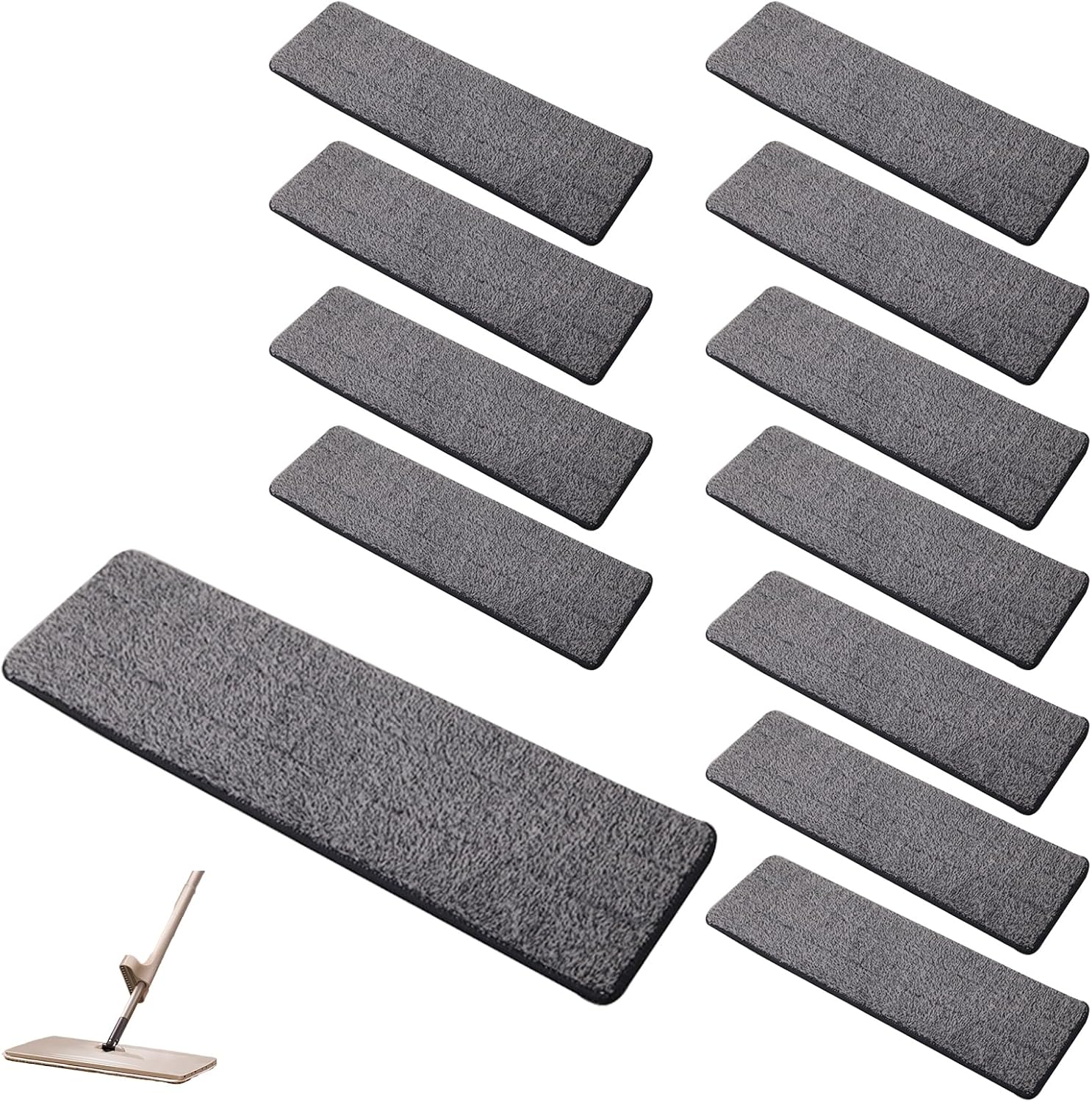 Wischmopp-pads, 12 Ersatz-wischmopp-pads, Rostbeständige Mikrofaser-reinigungsbezüge, Geeignet Für Flachmopps Und Hartholzfliesen Usw.