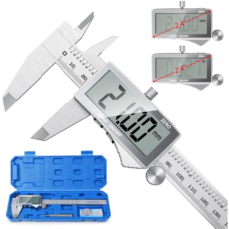 Digitaler Messschieber, Professioneller Messschieber 150 Mm, Präzisions-digitalmikrometer, Edelstahl-nonimeter Mit Mm/zoll-umrechnung Und Lcd-display, Spritzwassergeschützt