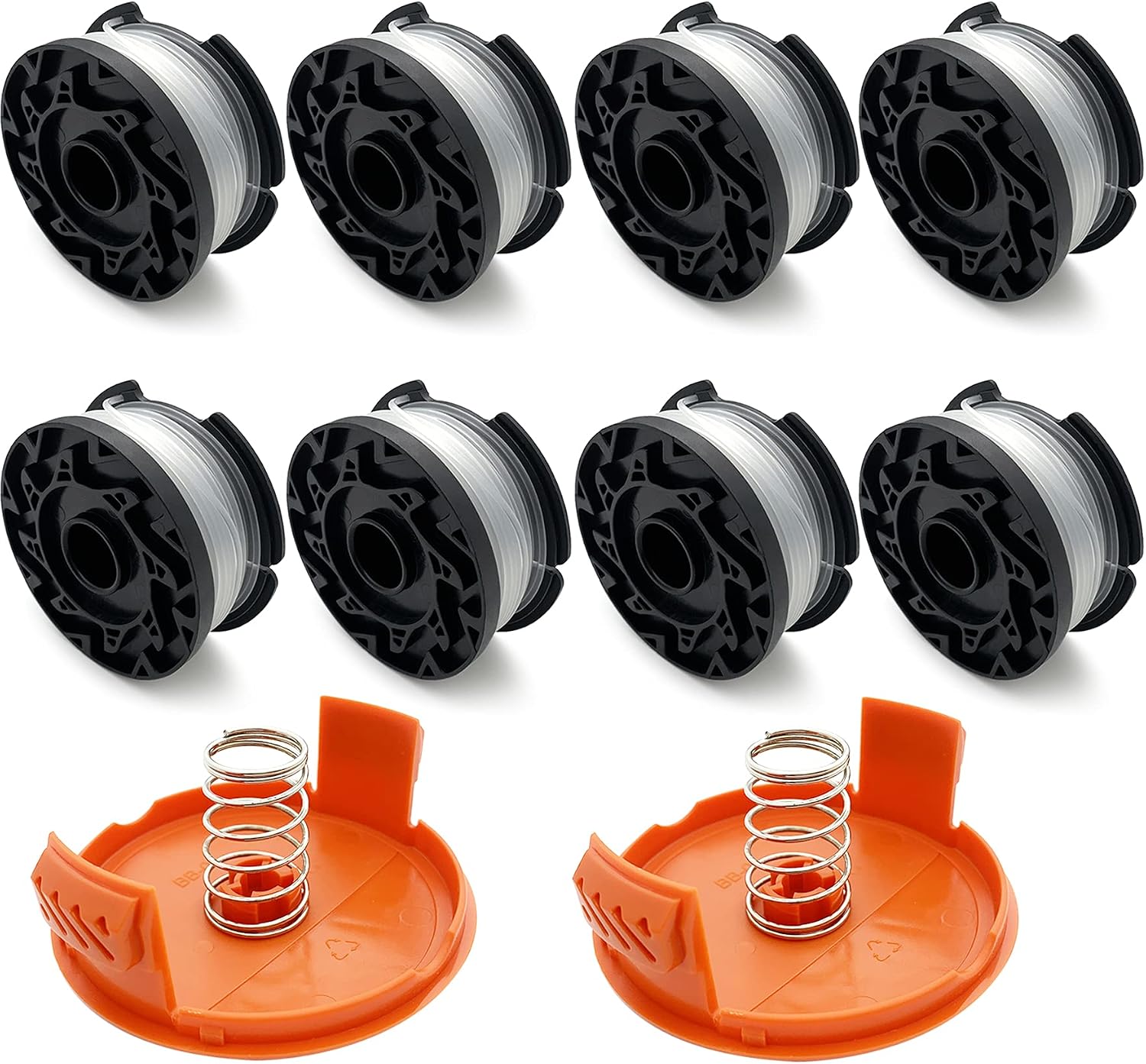 8er-pack Hochleistungs-drahtspulen Für Rasentrimmer, Kompatibel Mit Black & Decker + 2 Kappen Und 2 Federn, 1,6 Mm Für Schnelleres Und Effizienteres Rasenmähen