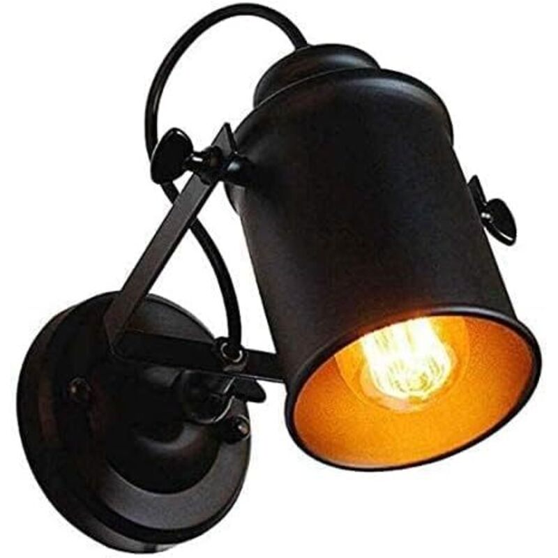 2er-set Wandleuchten Für Den Innenbereich, Verstellbarer Led-spot, Retro-industrie-stil, E27-fassung, Metall-wandleuchten Für Wohnzimmer, Schlafzimmer, Restaurant, Küche, Schwarz