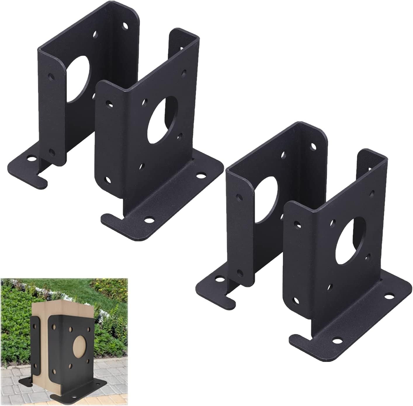 Set Mit 4 Verstellbaren, Robusten Holzfußwinkeln, 4 X 4 Verankerungsfußwinkel Für Brückengeländer Und Briefkästen