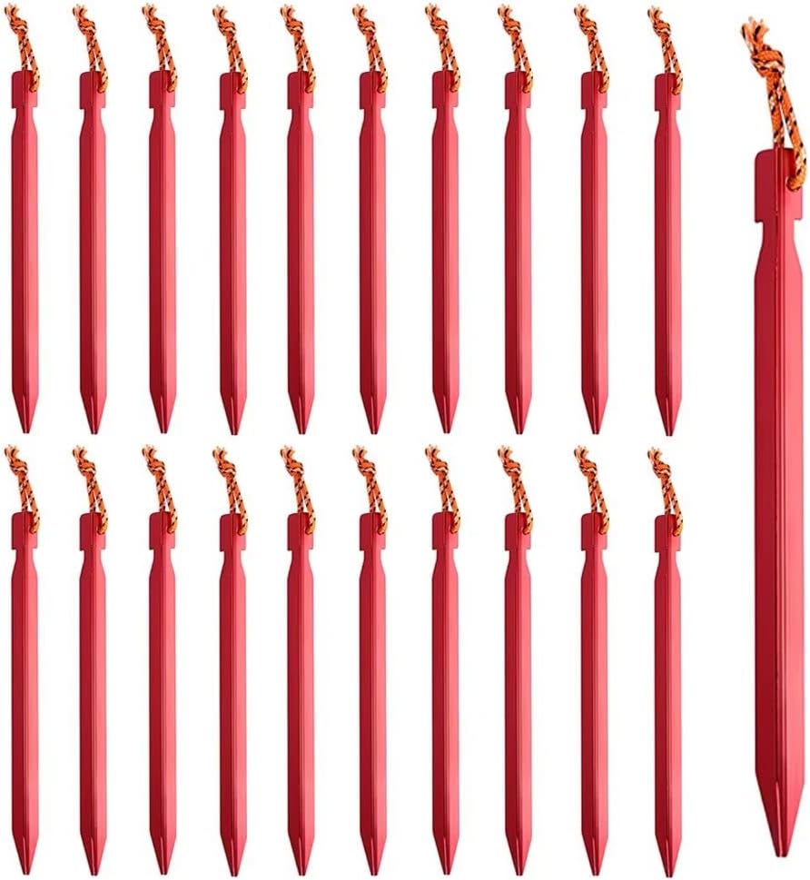 20 Stück Zeltnägel, Bodenanker, Campingheringe, Sandheringe, 18 Cm Lange Aluminiumheringe Mit Reflektierender Schnur Für Outdoor-campingzelte