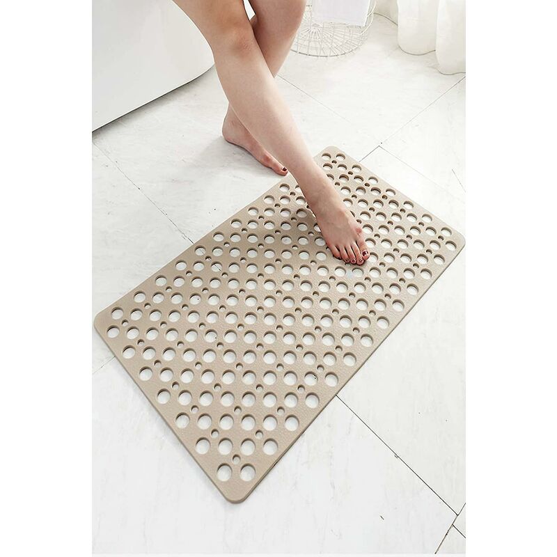 Schimmelresistente, Rutschfeste Badematte, Duschmatte Aus Tpe, Antibakteriell, Rutschfeste Badezimmermatte Mit Saugnäpfen, Khaki, 43 X 75 Cm.