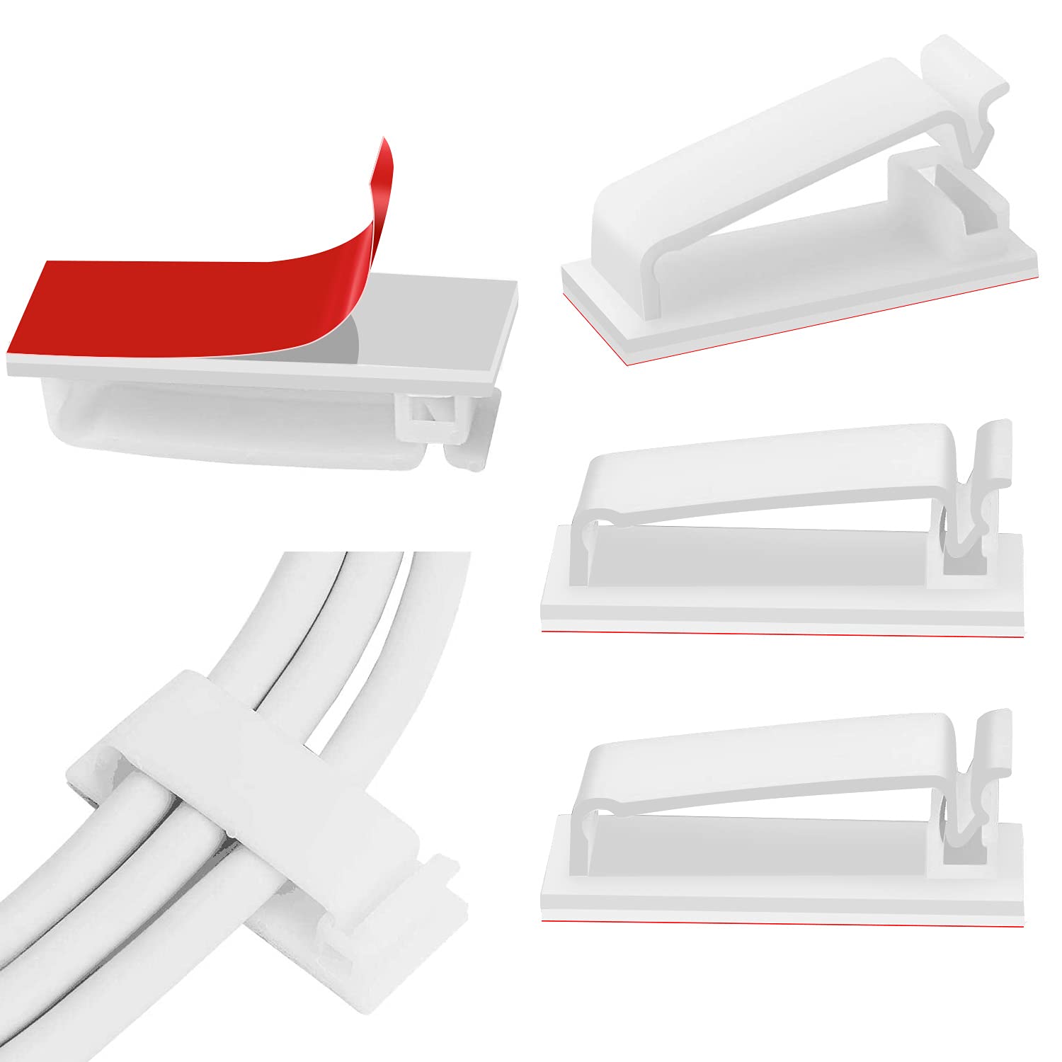 60 Selbstklebende Kabelclips Für Das Kabelmanagement Von Ethernet-kabeln Und Kabelmanagementsystemen Für Tv/pc/büro/zuhause – Weiß