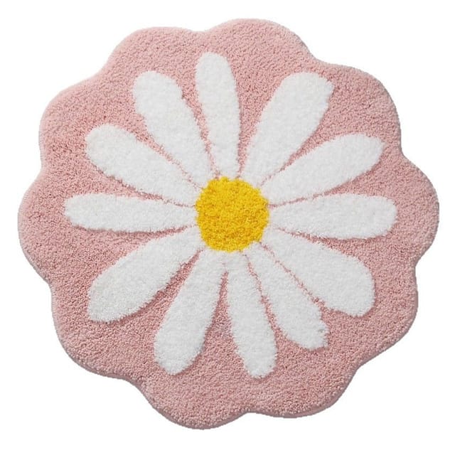 Rosa Badematte Mit Blumenmuster, 60 X 60 Cm, Saugfähig, Rutschfest, Maschinenwaschbar