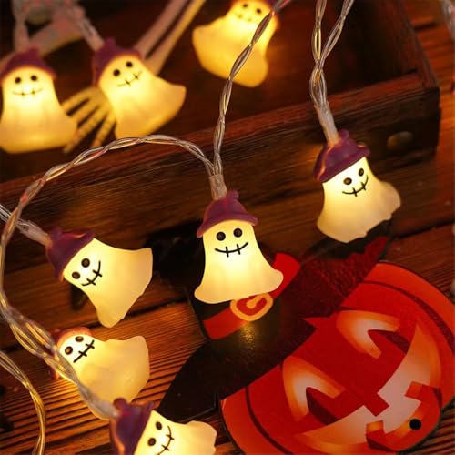 Halloween-geister-lichterkette, 20 Leds, 3 M, Batteriebetriebene Dekoration Für Partys, Innen- Und Außenbereich, Veranda, Kamin [energieklasse A++]