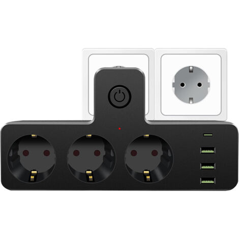 Steckdosenleiste, Usb-steckdosenleiste, Steckdosenleiste Mit Schalter, 7-in-1-steckdosenleiste (französisches Modell) Mit 3 Usb-anschlüssen Und 1 Usb-c-anschluss, Mehrfachsteckdose Für Zuhause, Reisen