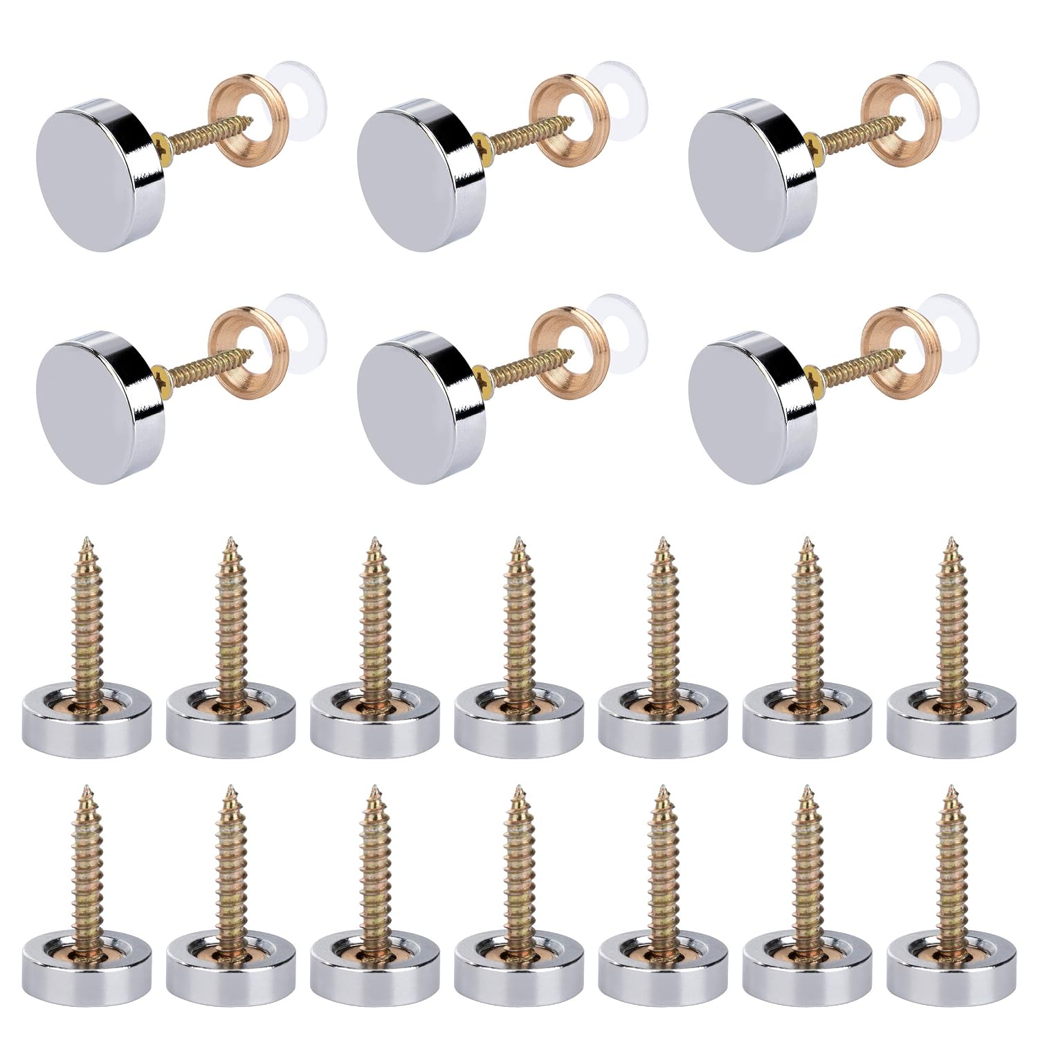 Spiegelschrauben Mit Dekorativen Unterlegscheiben, Polierte Chrom-schraubenkappen, Nägel Für Badezimmer, Kleiderschränke, Spiegel Und Schrankdekoration, 16 Mm, 20 Stück