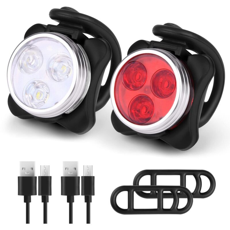 Led-fahrradlicht, Wiederaufladbares Vorder- Und Rücklichtset, Wasserdichter Und Stoßfester Led-scheinwerfer, Kompatibel Mit Mountainbikes, Fahrrädern Und Kinderwagen.