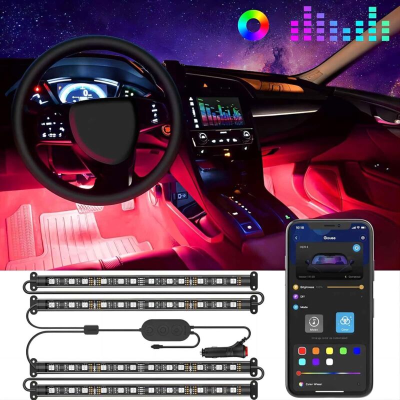 Rgb-led-streifenbeleuchtung Für Den Fahrzeuginnenraum, Autodekoration, App-steuerung, Zwei-leiter-design, Wasserdicht, Mehrfarbig [energieeffizienzklasse A+++]