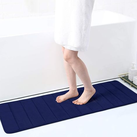 Rutschfeste Fußmatte Für Den Innenbereich, 40 X 120 Cm, Maschinenwaschbar, Weich, Saugfähig Und Strapazierfähig, Extra Lange Rutschfeste Kante, Dunkelblau