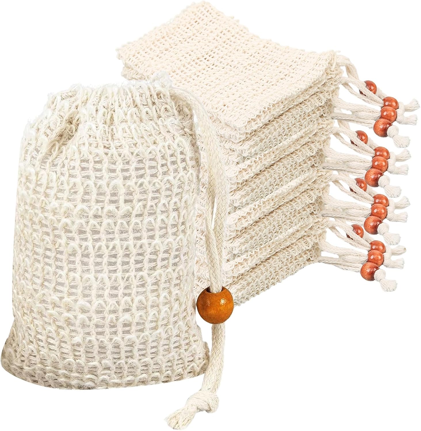 12-teiliges Netzseifenbeutel-set Für Feste Seife, Reiseseifenbeutel, Seifenbeutel Aus Naturfasern, Seifenbeutel Für Feste Seife, Seifenbeutel Aus 100 % Baumwolle Und Sisal Für Duschgel Und Bad