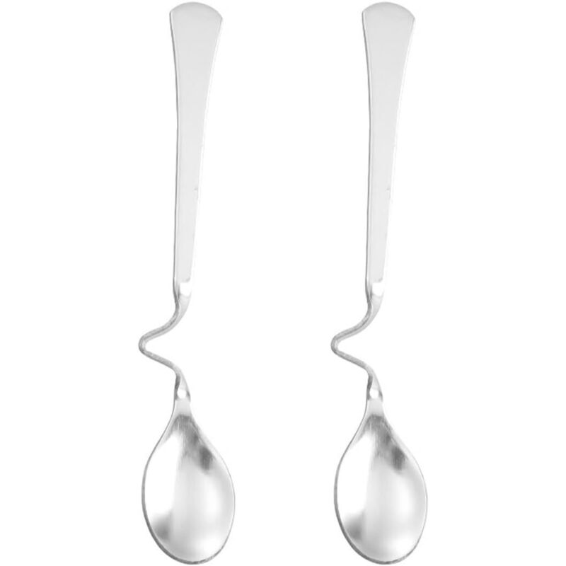 2-teiliges Honiglöffel-set – Hochglanzpolierter Edelstahl, Metall, Marmeladenlöffel, Silberner Edelstahl, 12,6 X 2 Cm
