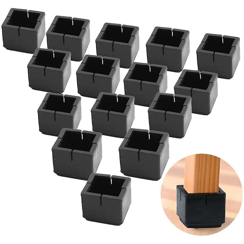Set Mit 24 Quadratischen Stuhlbeinkappen – Pvc Mit Filz – Bodenschutz 30–35 Mm – Geräusch- Und Stoßdämpfung – 24 Stück