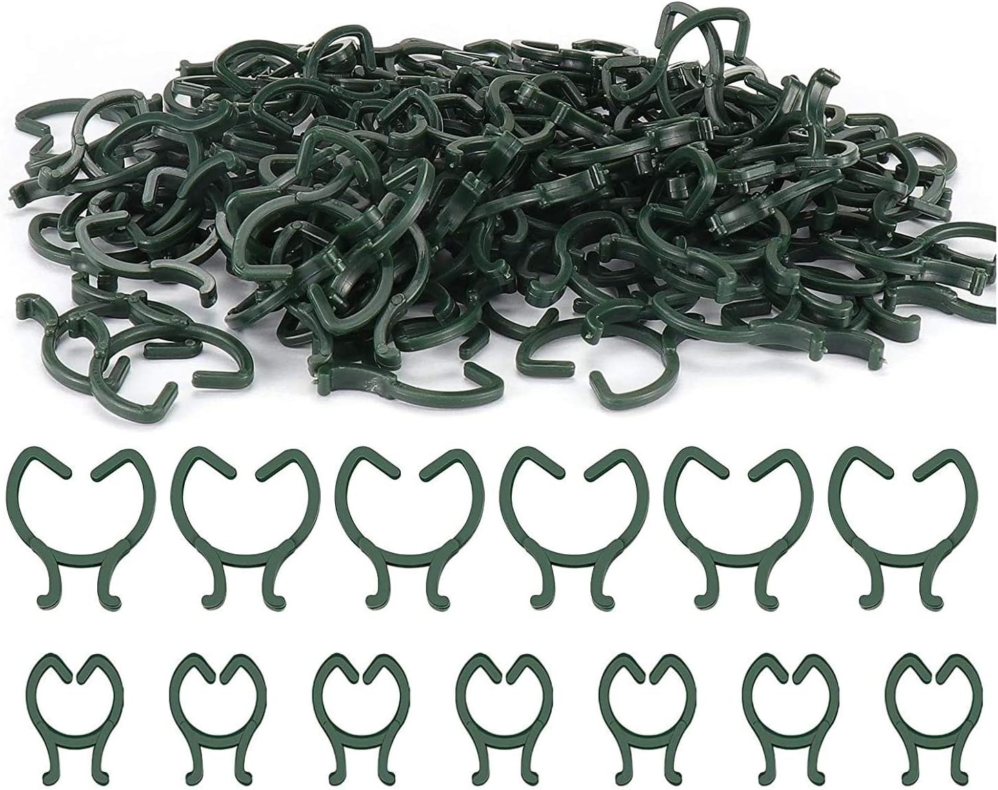 200 Stück Pflanzenrankenclips, 2 Größen, Pflanzenstützclips, Befestigungsclips Für Ranken Von Blumen, Obst Und Gemüse (grün)