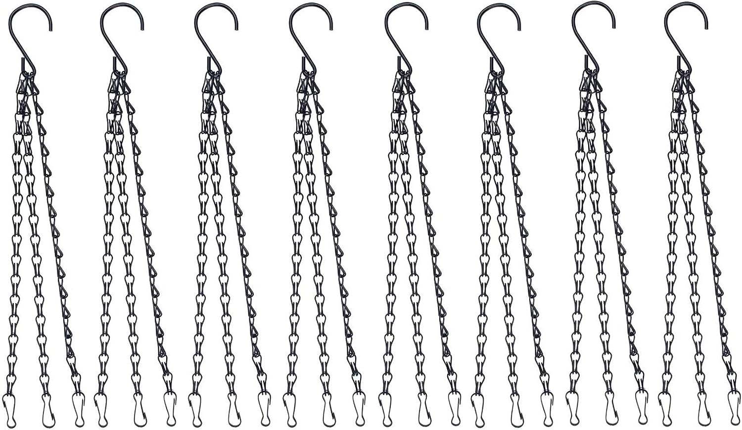 8-teiliges Hängeketten-set Mit Clip, 40 Cm Lange Metall-hängekorbaufhängung Mit 3 Beinen, Pflanzenhängekette Für Blumentöpfe, Pflanzgefäße, Vogelfutterhäuser Und Laternen (schwarz)