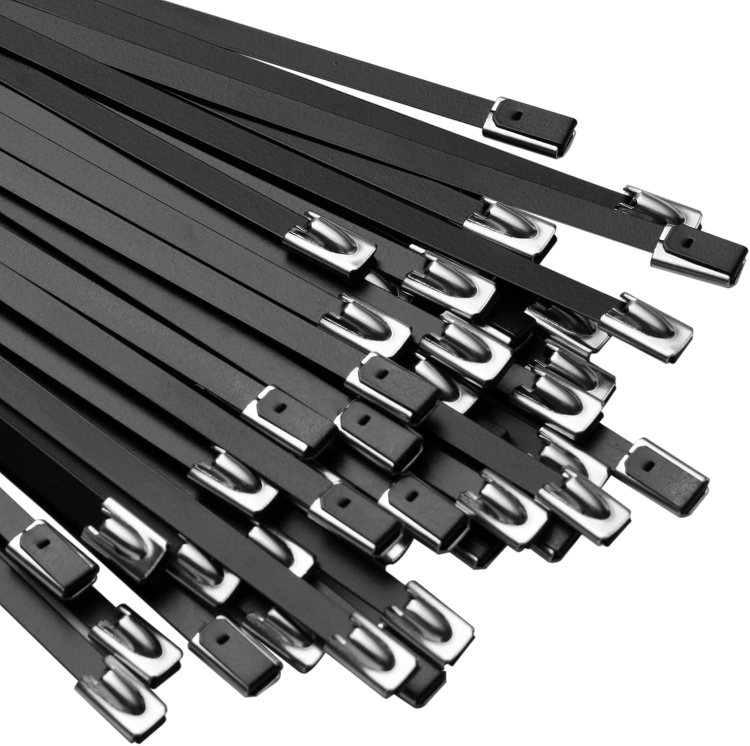 Kabelbinder Aus Edelstahl, 60 Stück, Metallkabelbinder, 400 Mm X 4,6 Mm, Schwarze Kabelbinder, Uv-beständig, Stahl-kabelbinder Für Kabelmanagement