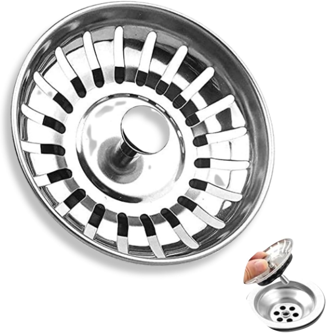Universeller 75-mm-ablaufstopfen, Verstellbarer Edelstahl-spülbecken-siebeinsatz. Spülbeckenzubehör – 1 Stück