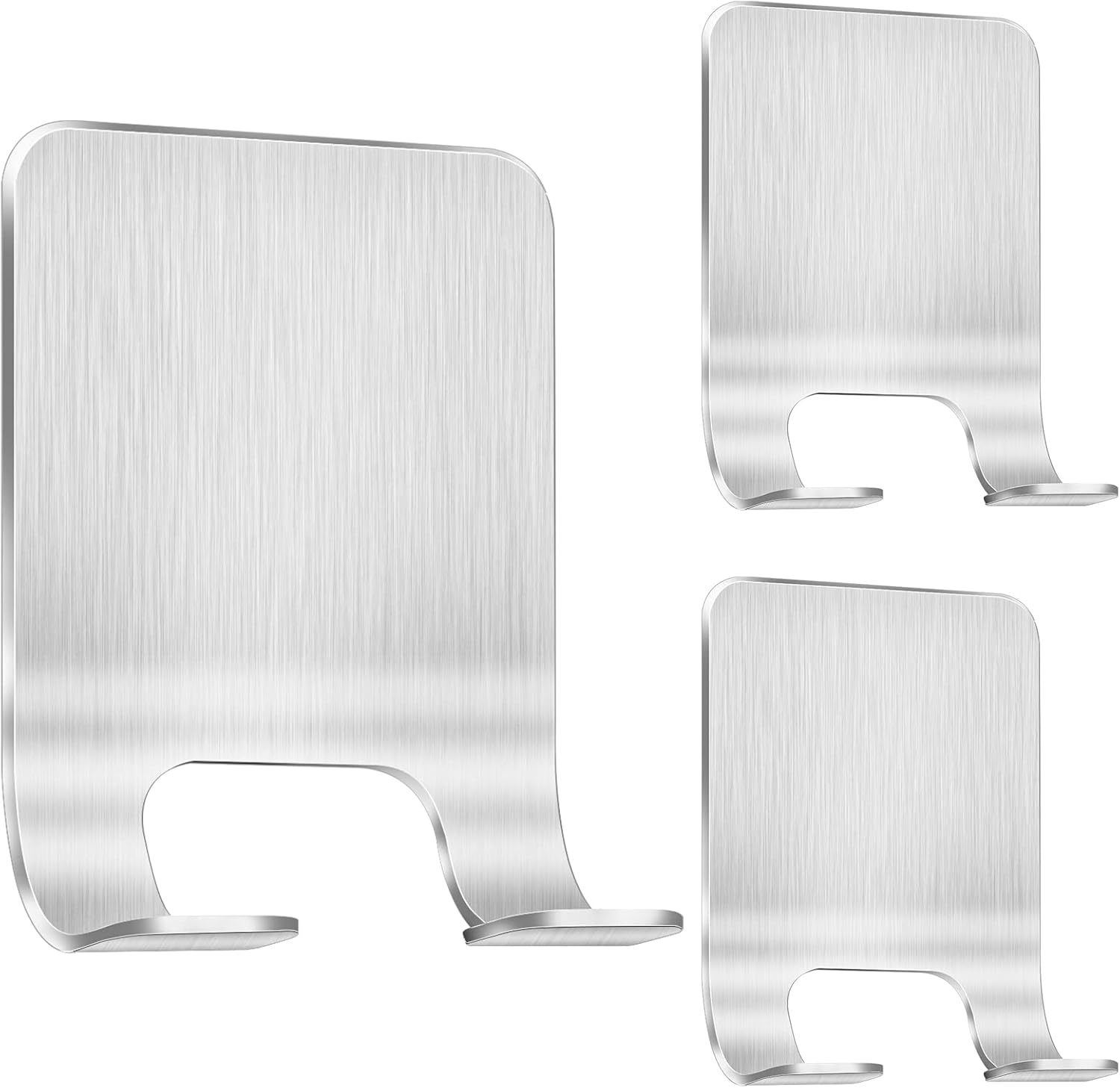 Set Mit 3 Silbernen Duschrasiererhaltern – Kein Bohren Erforderlich – Edelstahl – Robust, Selbstklebend – Geeignet Für Türen, Wände, Badezimmer Und Küchen