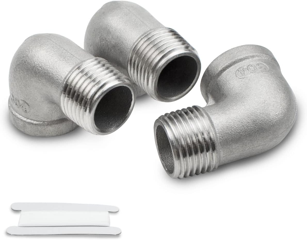 3 Stück 90°-winkelstücke Aus Edelstahl 304, 1/2"-innengewinde Auf 1/2"-außengewinde, Für Rohrverbindungsumwandlung