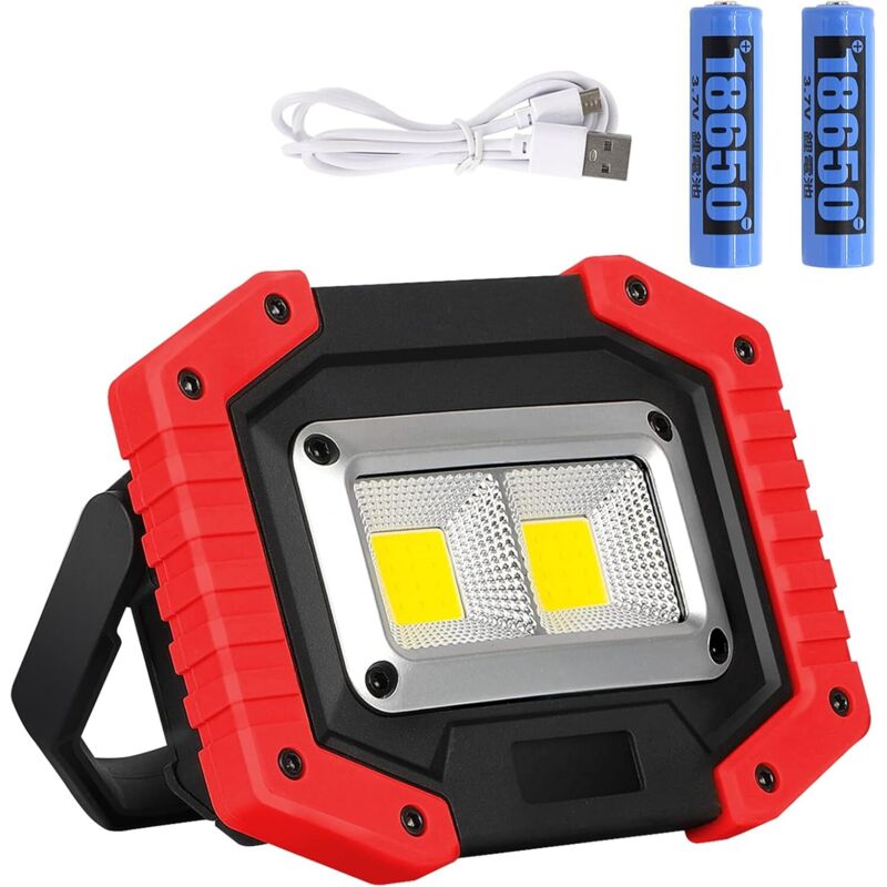 Led-arbeitsleuchte, 30 W, Usb-wiederaufladbar, Superhell, Ip65 Wasserdicht, 2000 Lm, Wiederaufladbare Led-arbeitsleuchte Mit Ständer Für Camping, Angeln, Werkstatt, Baustelle [klasse