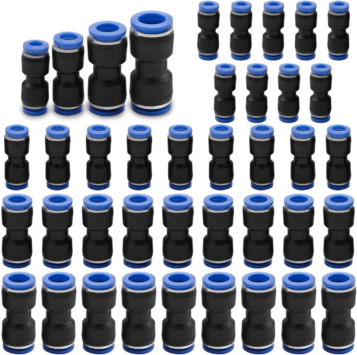 40-teiliges Set Mit Steckverbindern Für Pneumatische Anschlüsse, Bidirektionaler Schnellverschluss-pu-luftleitungsadapter Aus Kunststoff (6 Mm, 8 Mm, 10 Mm, 12 Mm)