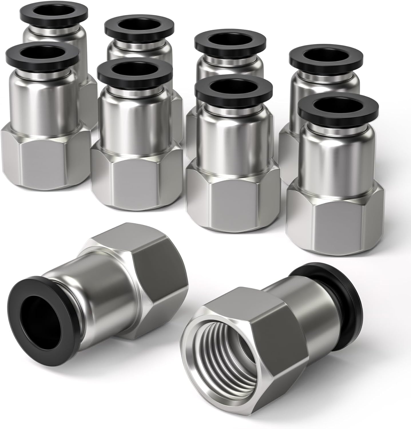 10 Stück 8 Mm Außendurchmesser Kartenhülse X 1/4" Bsp Innengewinde-durchsteck-pneumatikverschraubung, Pcf8-02 Druckluftleitungsadapter