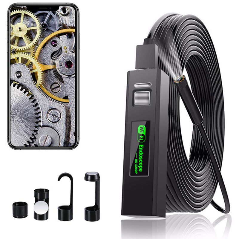 10m Endoskop, Kabellose Endoskopische Inspektionskamera, 2 Megapixel 1200p Hd Ip68 Wasserdichte Endoskopkamera Mit 8 Leds Für Iphone, Android, Ipad, Mac, Pc, Laptop (10m)