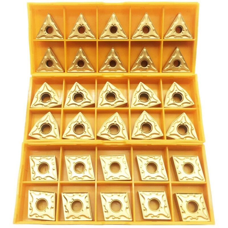 Satz Von 30 Cnc-indexierbaren Vollhartmetall-wendeschneidplatten Cnmg 431 + Wnmg 431 + Tnmg 331 Für Drehmeißelhalter.