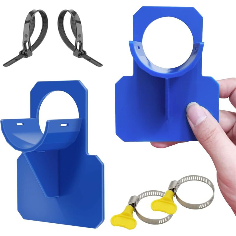 Set Mit 2 Blauen Poolschlauchhalterungen Mit Schutz Gegen Durchstiche, Risse Und Zugentlastung (30 Bis 37 Mm)
