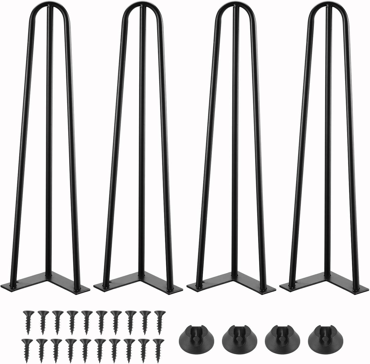 Set Mit 4 Haarnadel-tischbeinen Mit 3 Streben - Für Esstisch, Couchtisch, Schreibtisch (50 Cm)