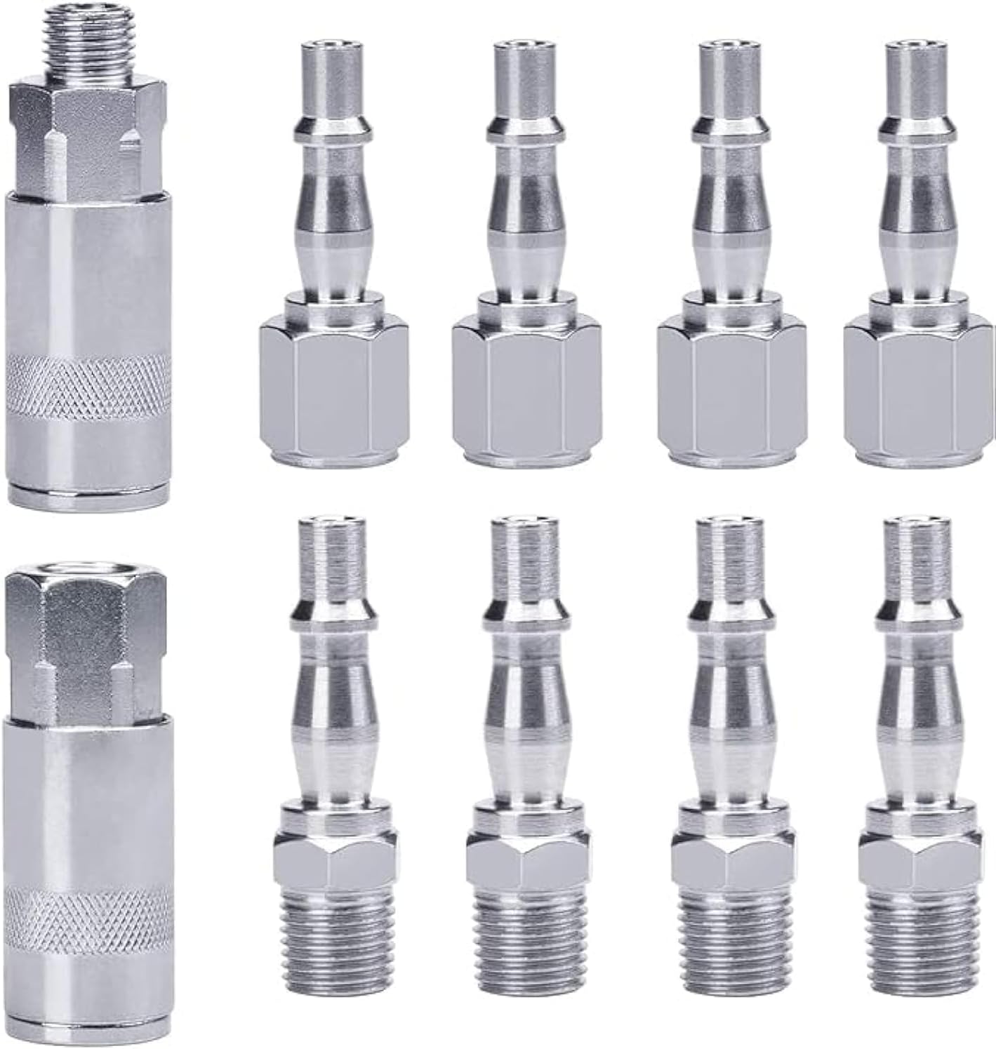 10 Stück 1/4" Bsp Druckluftschlauch-kompressor-anschluss-luftkupplungs-sets Steckerkupplungen Verbinder Stecker Buchse