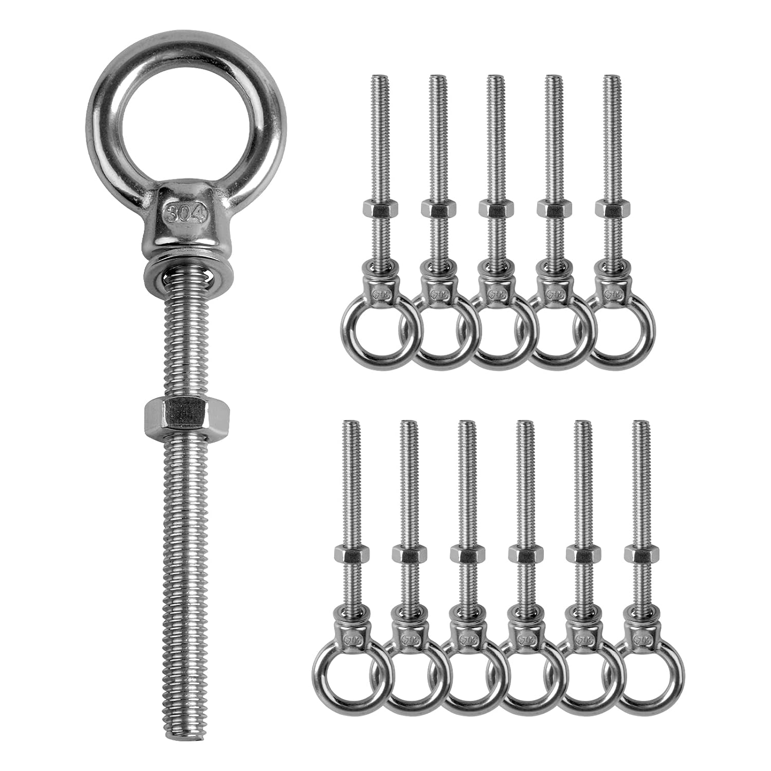 12 Stück M6 X 60 Mm Ringschrauben Heberinge Schrauben Aus Edelstahl 304 Schraubhaken