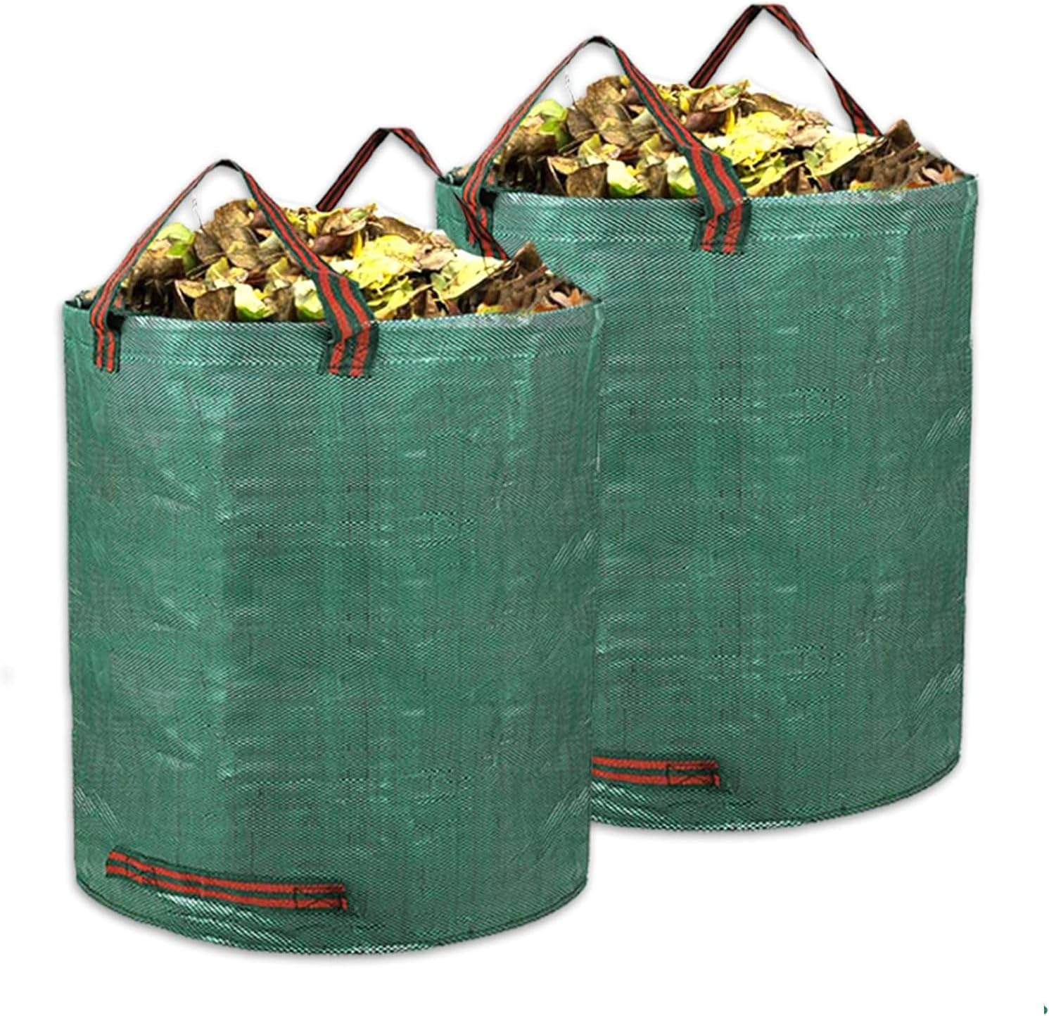 2er-pack 300-liter-gartenabfallsäcke Mit Reißfesten Griffen, Wiederverwendbar Und Faltbar – Robuste Polypropylen-gartenabfallsäcke