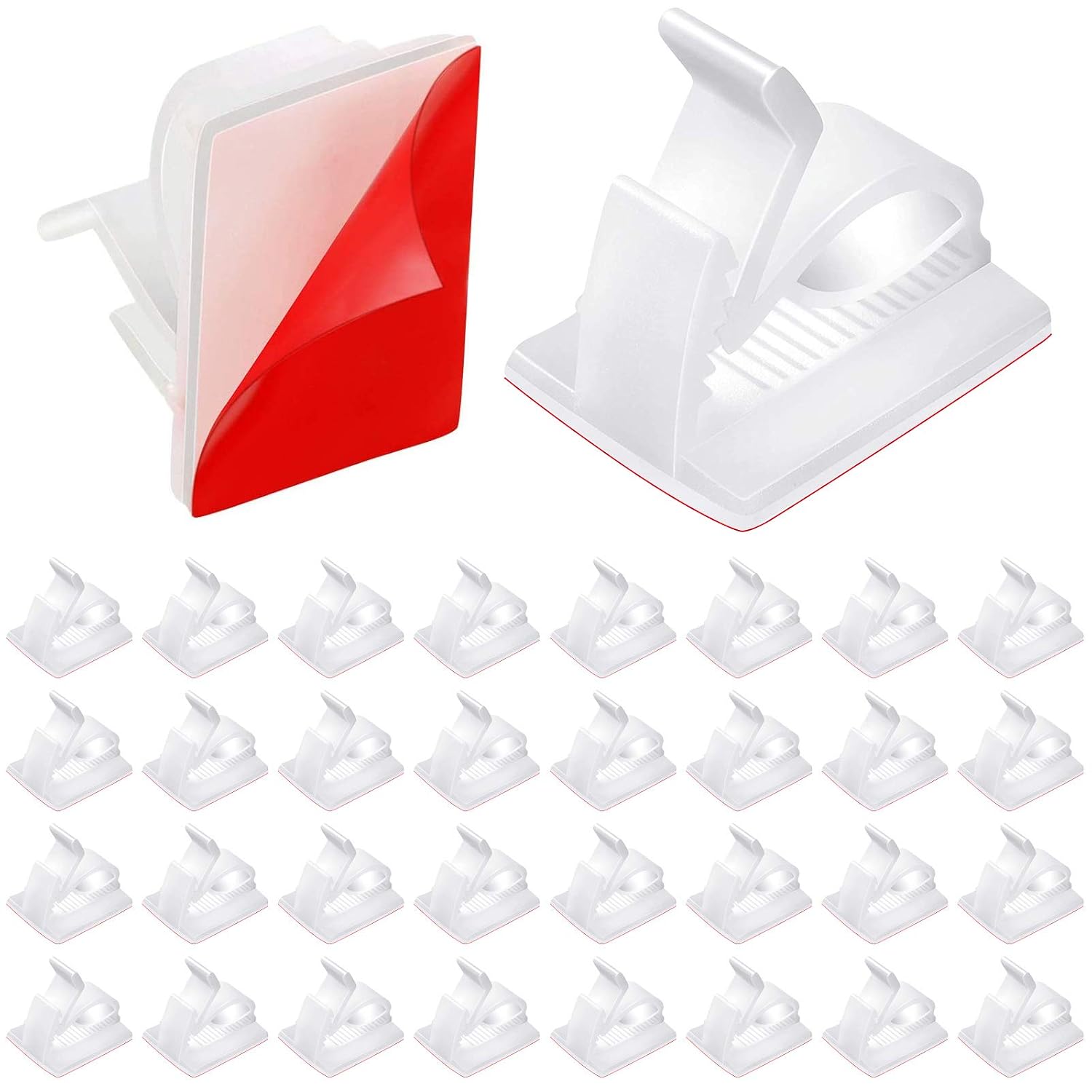 150 X Kabelclips, Kabelaufbewahrungsclips Mit Starken Selbstklebenden Pads, Kabelorganisator (weiß)