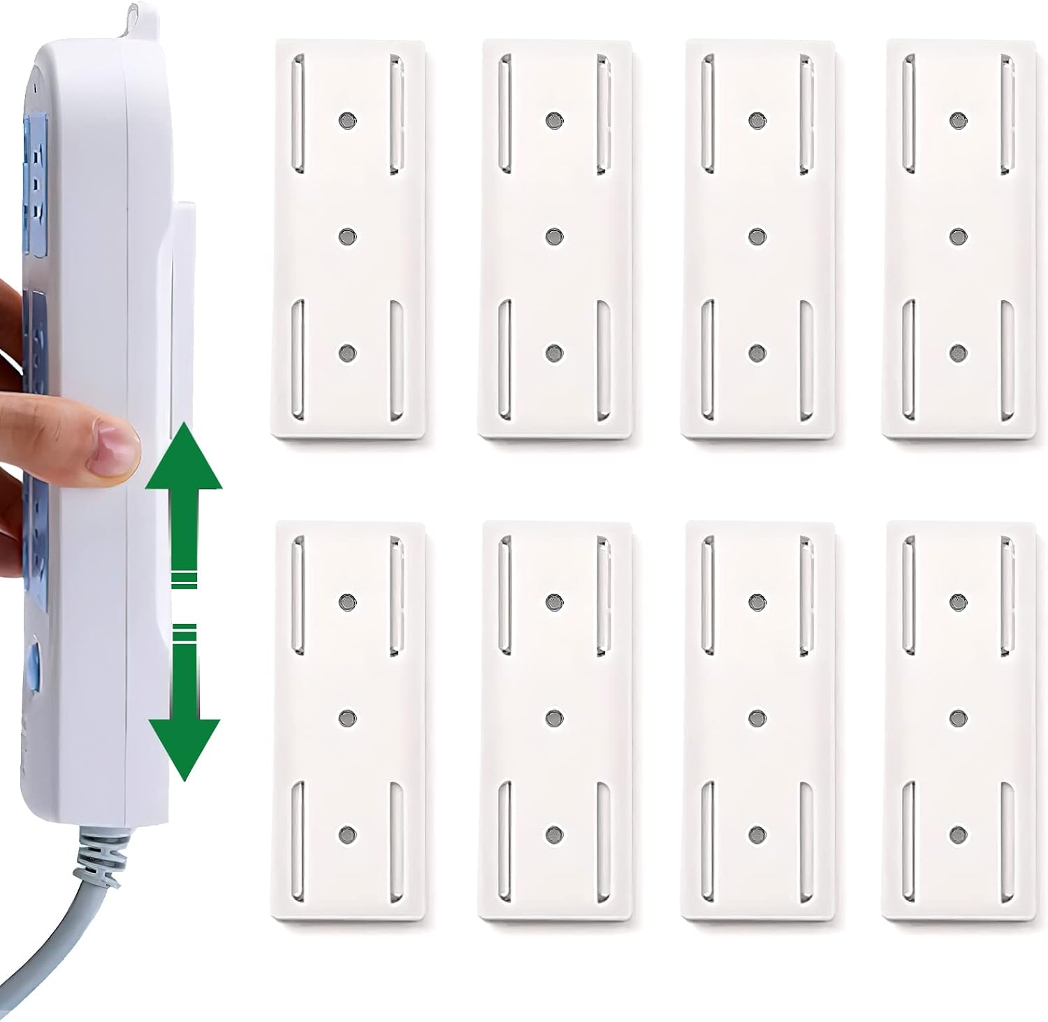8-teiliges Set Selbstklebender, Wandmontierter Mehrfachsteckdosenhalter Ohne Bohren, Ideal Für Die Elektrische Organisation In Küche Oder Büro (weiß)