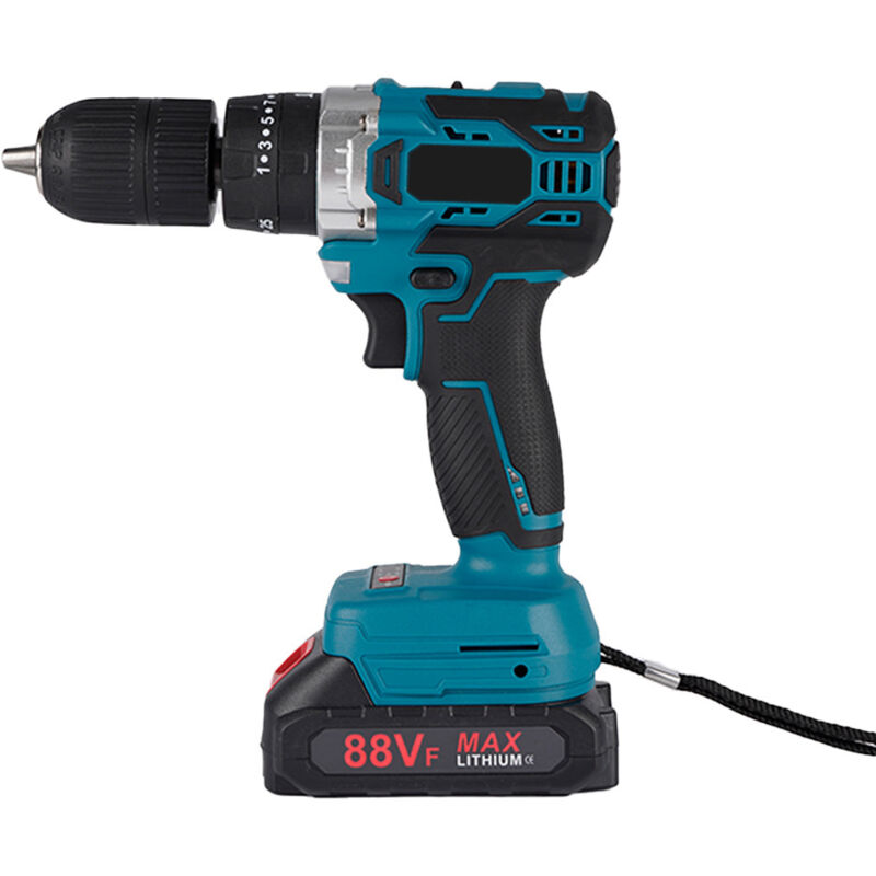 18-v-akkuschrauber Mit Akkus, 27–450 Nm Drehmoment, 25+3 Drehmomenteinstellungen, 2 Geschwindigkeiten, Led-beleuchtung, Für Heimwerker, Blau Und Schwarz