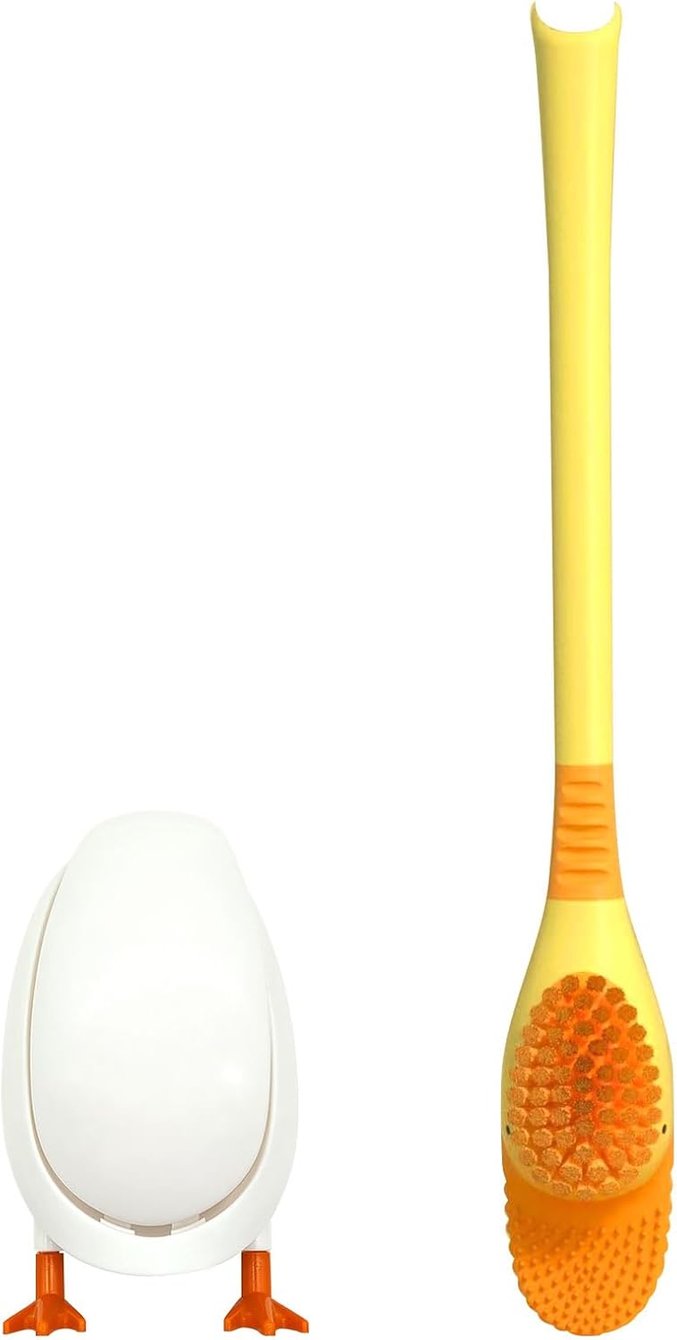 Entenförmige Toilettenbürste, Toilettenbürsten-set, Toilettenbürste Und Silikonhalter Fürs Badezimmer, Kreative Toilettenbürste (gelb)
